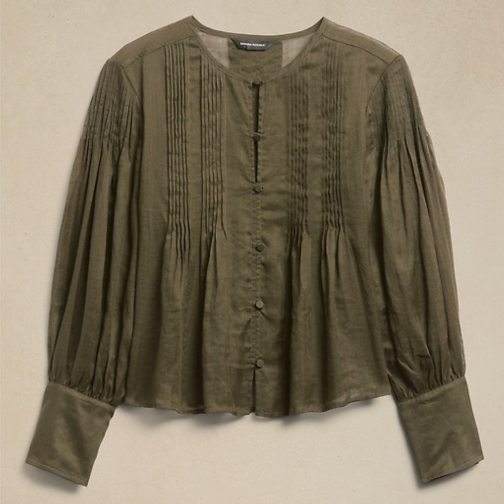 Banana Republic Ramie Pintuck Blouse - Size XXS Petite